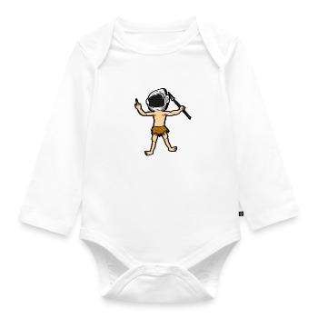 Astronaut caveman Astonauts helmet t-shirts - Organic Longsleeve Baby Bodysuit - white - Front