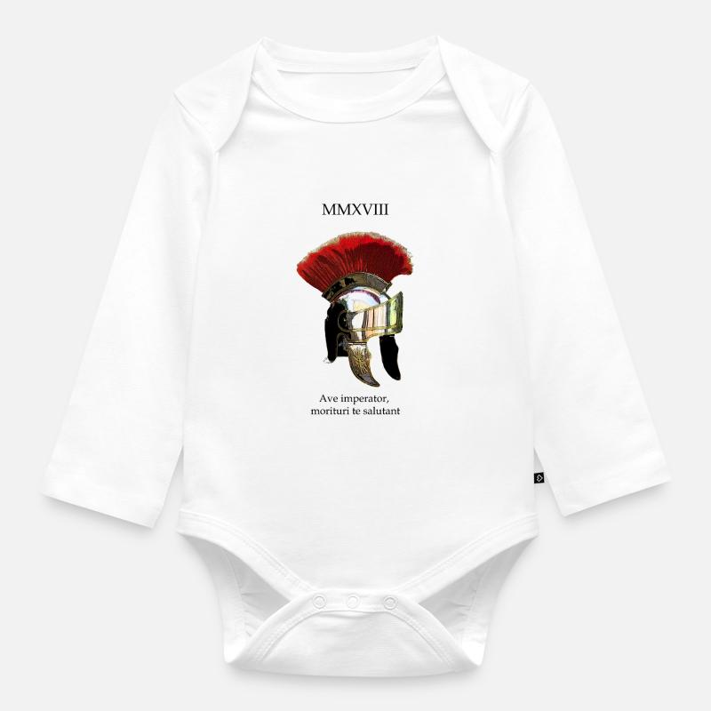 Casque romain avec Crista - Body Bébé bio manches longues - blanc