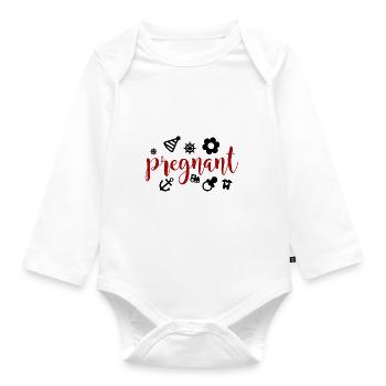 pregnant baby child born birth gift idea - Organic Longsleeve Baby Bodysuit - white - Front