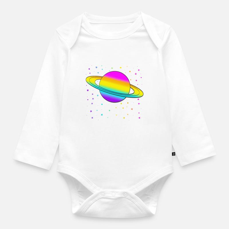 Saturne - Body Bébé bio manches longues - blanc