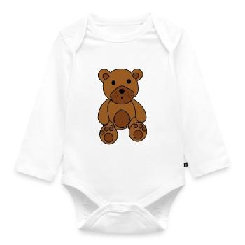 Teddybär - Baby Bio-Langarm-Body - Weiß - Vorne