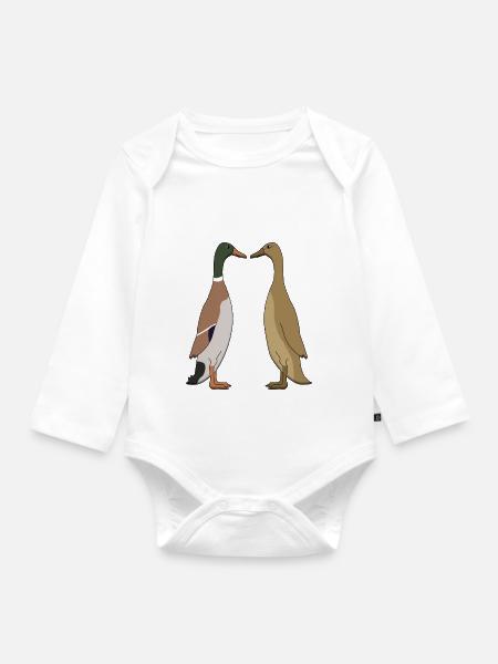 Ente und Ente - Baby Bio-Langarm-Body - Weiß