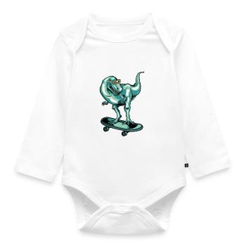 Dinosaurier - Baby Bio-Langarm-Body - Weiß - Vorne