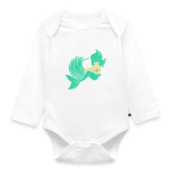 Meerjungfrau Seejungfrau Nixe Märchen - Baby Bio-Langarm-Body - Weiß - Vorne