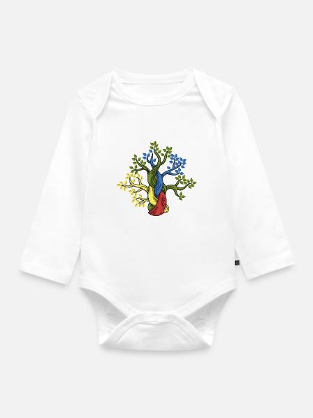 Baum Eiche Wald Naturliebhaber Äste Geschenk - Baby Bio-Langarm-Body - Weiß