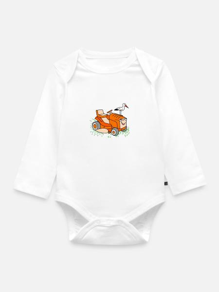 Rasenmäher für Kinder - Kleiner Aufsitzmäher - Baby Bio-Langarm-Body - Weiß