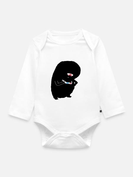3D Brillen Monster - Baby Bio-Langarm-Body - Weiß