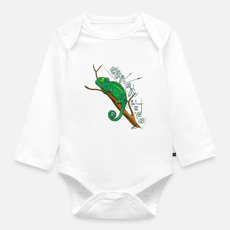 chamaeleon - Body Bébé bio manches longues - blanc