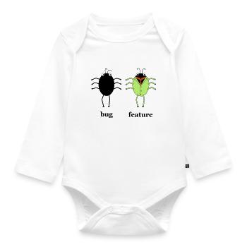Bug vs feature - Organic Longsleeve Baby Bodysuit - white - Front