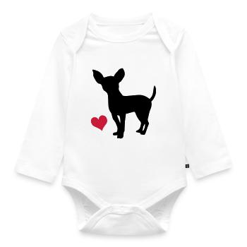 Chihuahua - Baby Bio-Langarm-Body - Weiß - Vorne