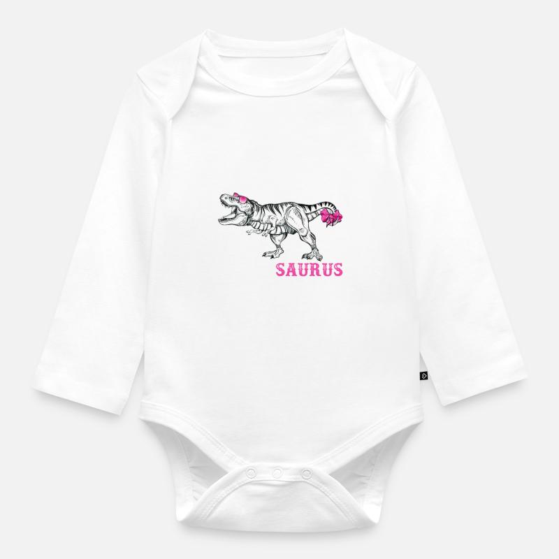 tante saurus - Body Bébé bio manches longues - blanc