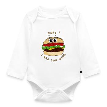 Oops ich habe zu viel gegessen Geschenkidee - Baby Bio-Langarm-Body - Weiß - Vorne