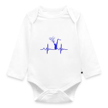 Saxophon - Baby Bio-Langarm-Body - Weiß - Vorne