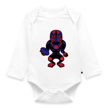 mask_blak - Organic Longsleeve Baby Bodysuit - white - Front