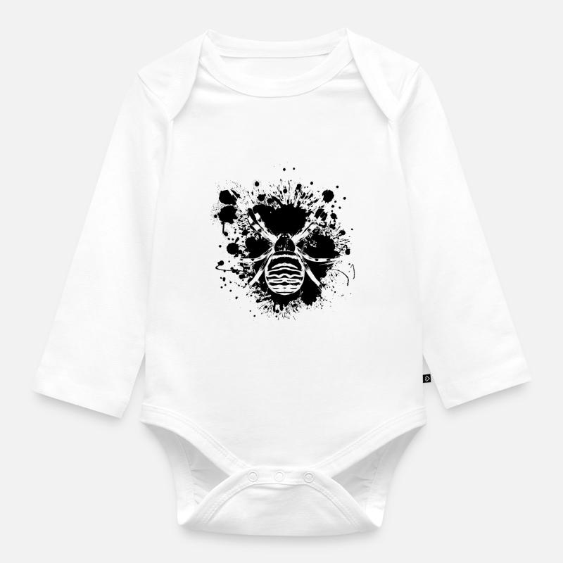 Danger d'araignée - toile d'araignée - Body Bébé bio manches longues - blanc