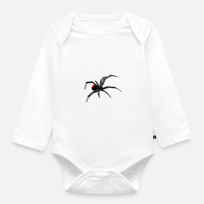 Spinne in 3D - Mit Schatten - Baby Bio-Langarm-Body - Weiß