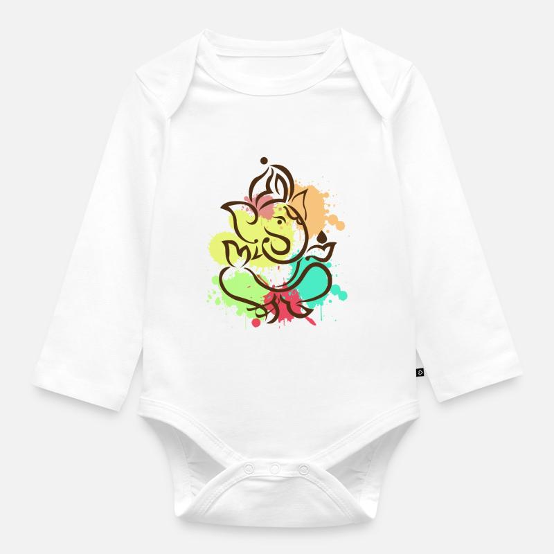 Ganesha - Body Bébé bio manches longues - blanc