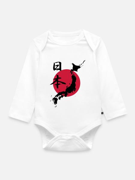 Japan 1 - Baby Bio-Langarm-Body - Weiß