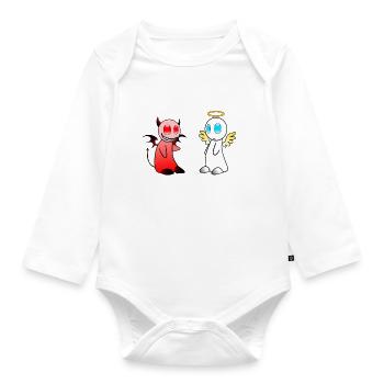 Engelchen & Teufelchen Motiv - Baby Bio-Langarm-Body - Weiß - Vorne