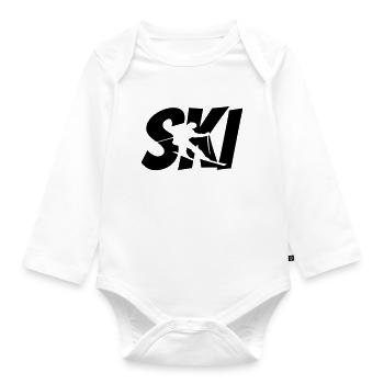 Skifahren Skiurlaub Wintersport - Baby Bio-Langarm-Body - Weiß - Vorne