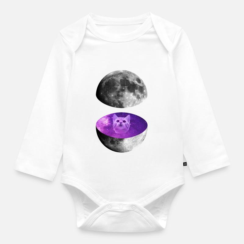 Galaxy Moon Cat - Body Bébé bio manches longues - blanc