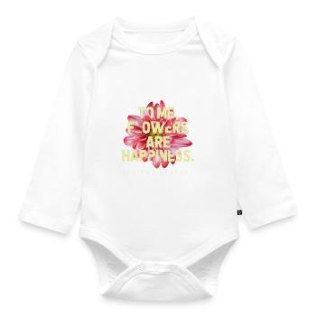 Stefano G flowers make you happy - Organic Longsleeve Baby Bodysuit - white - Front