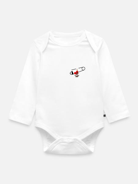Sicherheitsnadel Familien Anker Symbol Geschenk - Baby Bio-Langarm-Body - Weiß