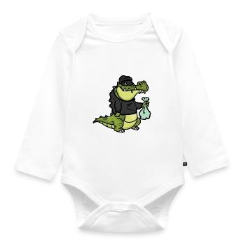 Alligator robber, Aligator Räuber - Baby Bio-Langarm-Body - Weiß - Vorne