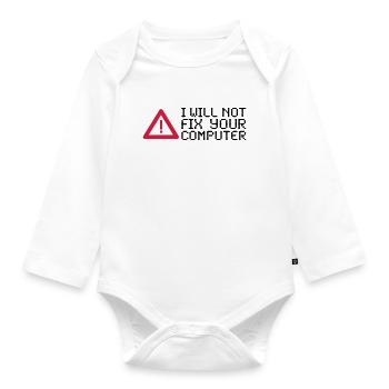computer - Organic Longsleeve Baby Bodysuit - white - Front