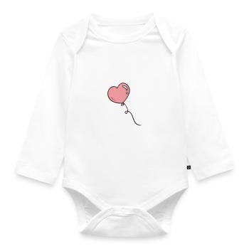 heart balloon - Organic Longsleeve Baby Bodysuit - white - Front