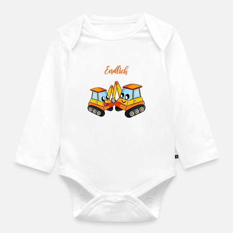 Großer Bruder Bagger Brüder - Baby Bio-Langarm-Body - Weiß