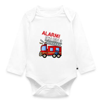Geburtstag 3 Jahre Feuerwehr, Feuerwehrauto T-Shir - Baby Bio-Langarm-Body - Weiß - Vorne