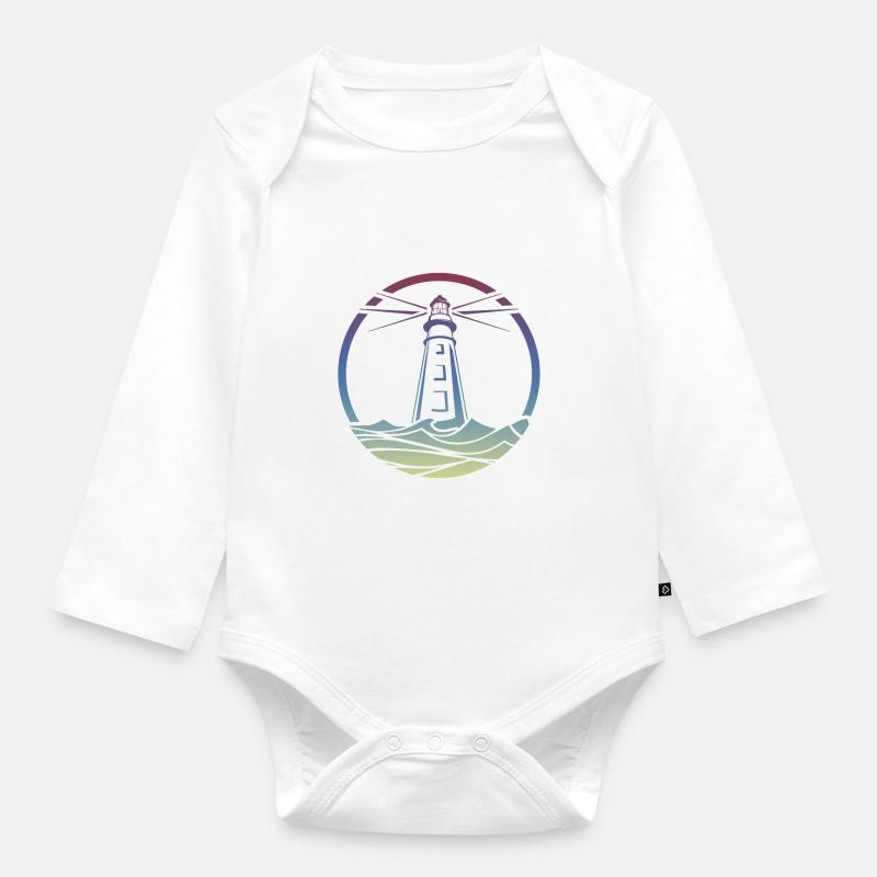 Leuchtturm bunt - Body Bébé bio manches longues - blanc