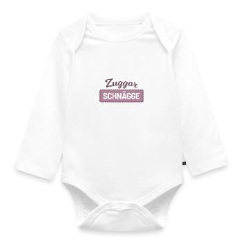 Zuggorschnägge funny Saxon sayings gift - Organic Longsleeve Baby Bodysuit - white - Front