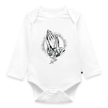 Praying Rosary Praying Praying Hands Rosary God - Organic Longsleeve Baby Bodysuit - white - Front