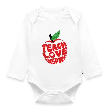 Teach Love Inspire Teacher Teaching Teacher - Organic Longsleeve Baby Bodysuit - white - Front