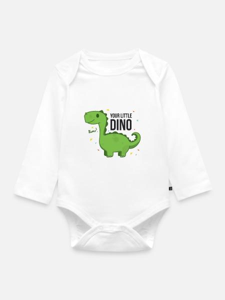 Kleiner Dino - Baby Bio-Langarm-Body - Weiß