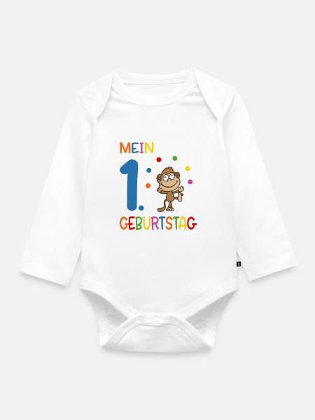 Mein erster Geburtstag - Baby Bio-Langarm-Body - Weiß