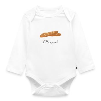 Bonjour Baguette French - Organic Longsleeve Baby Bodysuit - white - Front