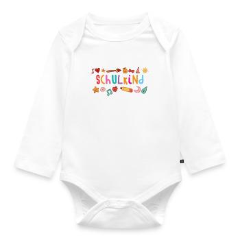 Schulkind Einschulung Schulbeginn - Baby Bio-Langarm-Body - Weiß - Vorne