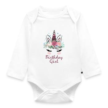 Birthday Gift Girl Birthday Girl - Organic Longsleeve Baby Bodysuit - white - Front