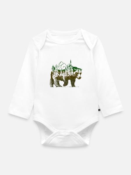 Bär Natur Landschaft Gebirge - Baby Bio-Langarm-Body - Weiß
