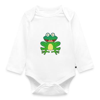 Frog frogs amphibian king dream man children - Organic Longsleeve Baby Bodysuit - white - Front