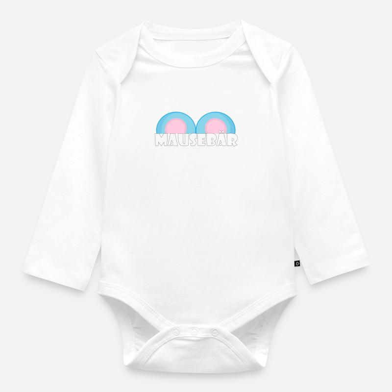 Kosename Mausebär Geschenkidee - Baby Bio-Langarm-Body - Weiß