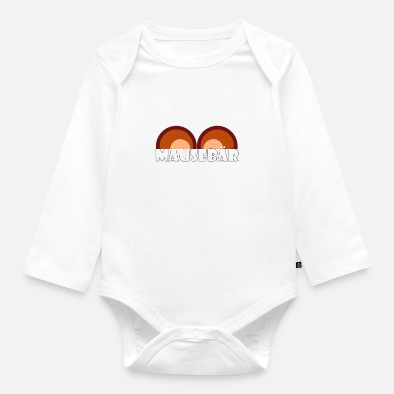 Kosename Mausebär Geschenkidee - Baby Bio-Langarm-Body - Weiß