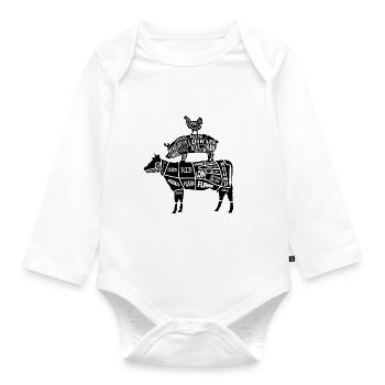 Grilling meat pieces chicken pork beef - Organic Longsleeve Baby Bodysuit - white - Front
