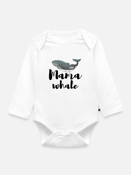 Mama whale - Baby Bio-Langarm-Body - Weiß