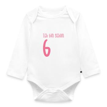 Pferde Geburtstagsshirt 6 Jahre Mädchen - Baby Bio-Langarm-Body - Weiß - Vorne