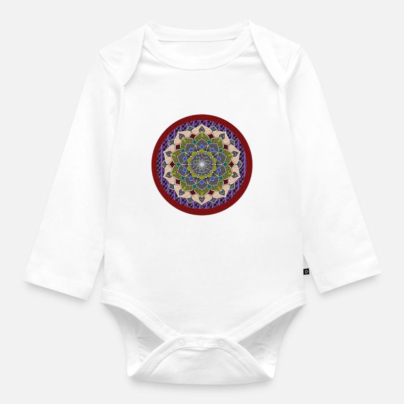 Fleur de vie vintage - Body Bébé bio manches longues - blanc