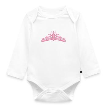 Élégante princesse rose Tiare - Body Bébé bio manches longues - blanc - Devant